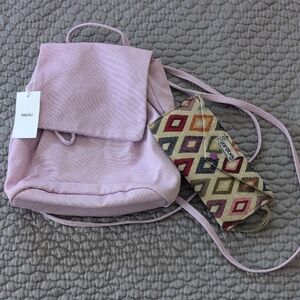 Baggu Light Lilac Backpack NWT includes Geometric Pouch